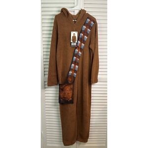NWT Disney Star Wars Briefly Stated Size M Chewbacca Hooded Fleece Union Suit